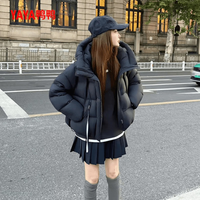 鸭鸭(YAYA)云感泡芙短款羽绒服女2025冬季时尚气质设计感羽绒外套潮DS 亮羽蓝色YE5B608835E L