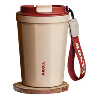 Vanow英国咖啡杯保温杯女生高颜值316不锈钢随行大容量水杯子 316不锈钢-复古红390ml