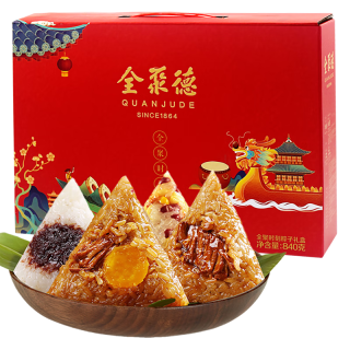 全聚德 quanjude粽子礼盒端午节嘉兴粽子蛋黄猪肉蜜枣豆沙粽子鸭蛋礼盒 全聚时刻840g礼盒