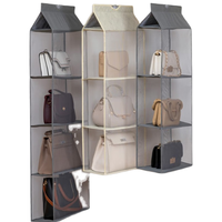 包包收纳挂袋家用衣柜立体悬挂式皮包整理布艺防尘储物挂袋宿舍 3层灰色 立体悬挂式