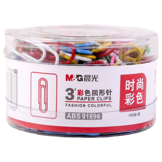 晨光 文具3#彩色防锈回形针 办公用品家用多功能曲别针 办公用品160枚装ABS91698开学必备