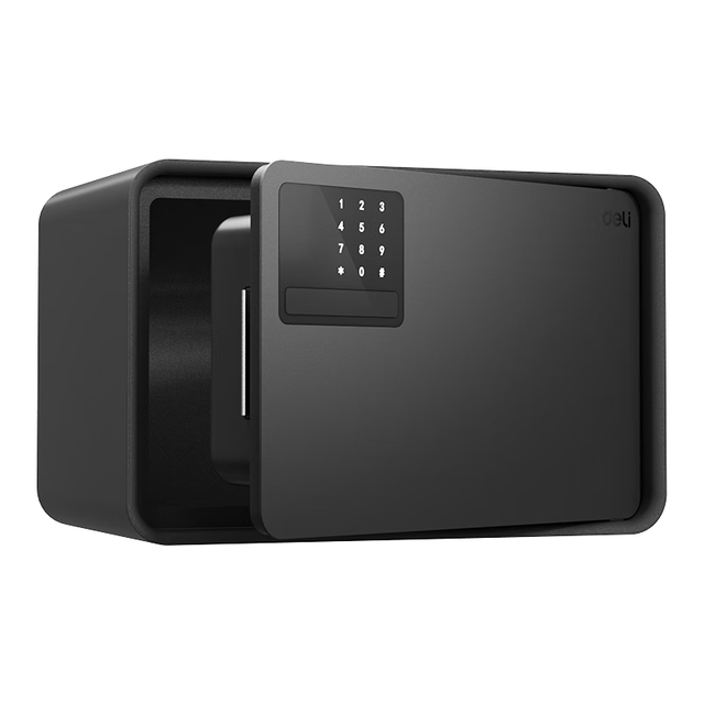 得力 保险柜 25年保险箱 家用电子密码保管箱 自动开门 20cm象牙黑 20密码黑色