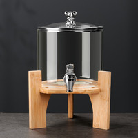 木丁丁 冷水壶家用玻璃带龙头加厚大容量饮料桶耐高温果汁桶热水桶凉水壶 凉水壶