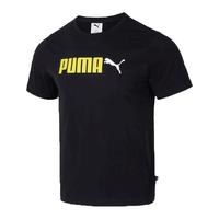 彪马（PUMA）短袖男士 夏季时尚LOGO运动服休闲跑步训练圆领纯色白T恤衫 679852-01/黑红配色 XL(185/104A)
