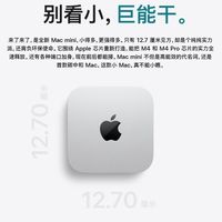 百亿补贴：Apple 国行全新)Apple苹果2024 Mac M4芯片台式电脑主机9D3 16+256G百