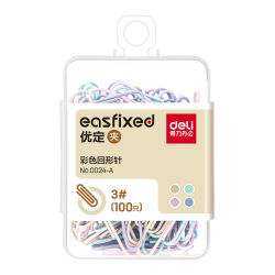 得力 29mm莫兰迪彩色回形针 3#金属曲别针 办公室文具用品 资料收纳整理用品 100枚/盒 0024-A
