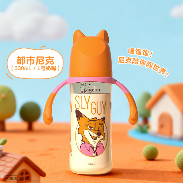 贝亲 330ml 个性双把手 迪士尼宽口径PPSU双把手彩绘奶瓶