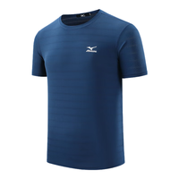 美津浓（MIZUNO）冰丝凉感白色短袖户外休闲小t恤男宽松上衣夏季半袖衣服 2XL 藏青色