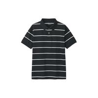 無印良品 MUJI(無印良品 )男式 棉水洗天竺织 短袖POLO衫 衬衫 纯棉 全棉男装 ABE14A3S 黑色 S