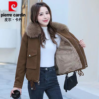 皮尔卡丹（pierre cardin）派克棉服女2025冬季新款宽松时尚百搭小个子短款加绒加厚洋气外套 黑色 L 建议100--110斤