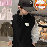 巧豆熊 男女童亲子款奥粒绒开衫刺绣马甲加绒加厚保暖立领冬季坎肩