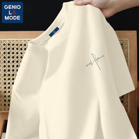 GENIOLAMODE 纯棉t恤男夏季青年高街正肩重磅短袖宽松潮牌百搭半袖