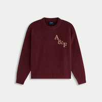 【经典LOGO】AF男装25秋冬百搭宽松圆领毛衣针织衫120-5181 酒红色 XL