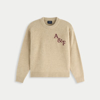 【经典LOGO】AF男装25秋冬百搭宽松圆领毛衣针织衫120-5181 卡其色 XL