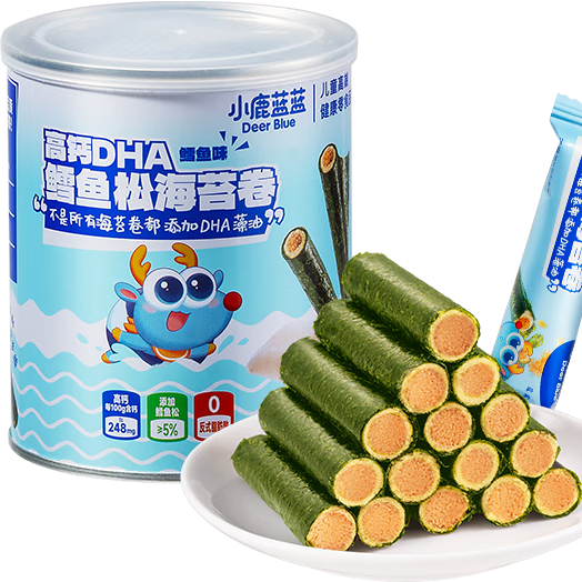 小鹿蓝蓝 儿童鲜脆海苔鳕鱼肉松卷108g