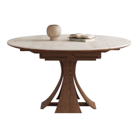 耶库北欧实木圆形可伸缩餐桌家用现代简约意式高端洞石岩板圆餐桌 1桌4椅 130cm 窈窕方圆两用洞石餐桌