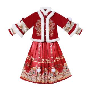 马面裙女童拜年服秋冬款2025儿童汉服冬季过年服冬装加绒加厚