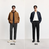 杰克琼斯 男装秋冬黑色商务天丝锥形直筒休闲裤男长裤子男款