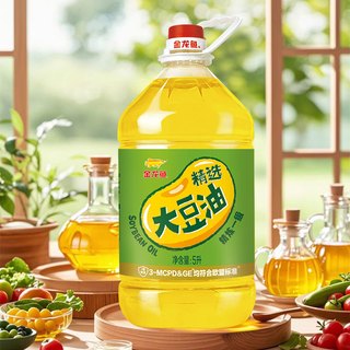 金龙鱼精选大豆油5L/瓶 家用一级食用油烹饪营养炒菜油桶装