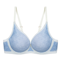 爱慕【江疏影同款】内衣女春夏薄款透气洞洞杯大罩杯文胸CA111161蓝色印花D75