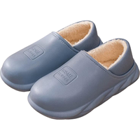 TZLDN 利达妮 防水包跟棉拖鞋男冬季家居棉鞋女 蓝灰 42-43