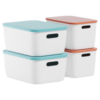 晟旎尚品 收纳盒桌面收纳盒零食储物盒整理盒衣服玩具收纳箱带盖2大2中 带盖2大2中-4件