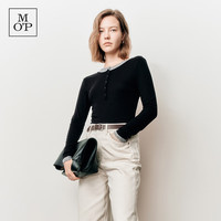 Marc O'Polo 马可波罗 羊毛混纺亨利领长袖T恤 女 黑色990 L