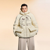 移动专享：陈伟霆同款 男士羽绒服 动物印花连帽宽松外套