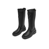 红蜻蜓 机车骑士靴新款高筒靴女靴WTC43277 黑