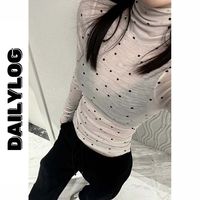 DAILYLOG法式微透波点T恤打底衫女秋冬高级感修身内搭长袖打底衫