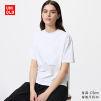 优衣库女装AIRism棉混纺T恤/短袖483457 00 白色 M
