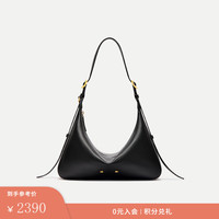 Fabrique牛皮黑色单肩斜挎腋下Hobo包三角包 女小包包女 经典黑
