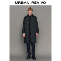 UR2025冬季男装流光风简约翻领排扣长款棉服UMM150023 藏青 XS