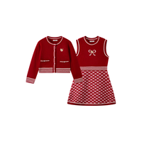 PawinPaw卡通小熊童装25年冬季女童毛织套装裙可爱甜美舒适 Red红色/20 110