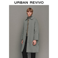 UR2025冬季男装流光风简约翻领排扣长款棉服UMM150023 灰绿 XL