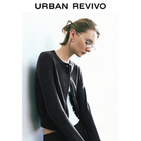 UR UR2025秋季女休闲撞色拼接纽扣针织开衫UYY950080 深灰 S