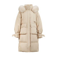 雪中飞25秋冬女韩版廓形马卡龙狐狸毛羽绒服加厚外套长款甜美 170/92A