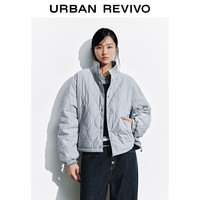 UR UR2025冬季女装休闲立领绗缝按扣抽绳棉服UYY150072 蓝色 L