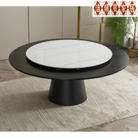 妙普乐高端弗莱彻旋转变形餐桌岩板伸缩餐桌可变实木圆桌带转盘现代风多 1.