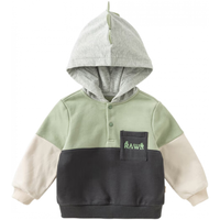 戴维贝拉(DAVE&BELLA)童装男童连帽卫衣洋气小童衣服男宝宝长袖打底衫秋装儿童衣服 浅灰绿 120cm(身高110-120cm)
