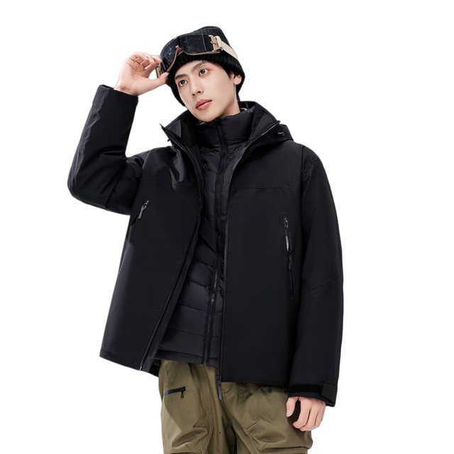 雪中飞 一衣三穿（鹅绒）冲锋衣羽绒服 加宽帽檐版（男女同款）