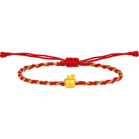 潮宏基国色平安小苹果足金黄金转运珠红绳黄金苹果  可调节