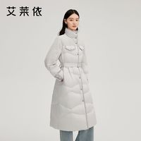 艾莱依小香风拼接长款羽绒服冬季休闲加厚保暖外套1202