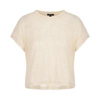 Massimo Dutti 【舒适微透】女式100%亚麻慵懒松弛休闲风圆领短袖T恤