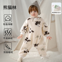 欧孕 半边绒婴儿秋冬衣服宝宝连体衣保暖外出服加绒哈衣爬爬服秋装 熊猫林 66cm
