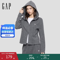 PLUS会员：Gap 女装2025秋季刺绣logo合身拉链连帽针织衫显瘦上衣792688