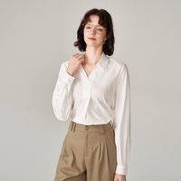 2025秋款白衬衫女OL简约长袖衬衬衣翻领上衣通勤休闲衬衫女