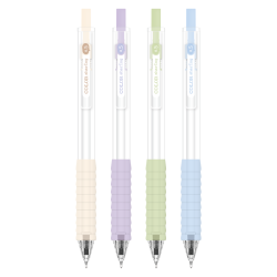 晨光 文具黑色速干中性笔0.5mm 按动ST头学生刷题笔 彩色云握手软胶护套4支/盒 AGPJ06X8开学