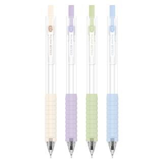 晨光 文具黑色速干中性笔0.5mm 按动ST头学生刷题笔 彩色云握手软胶护套4支/盒 AGPJ06X8开学