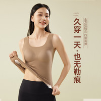都市丽人女士保暖内衣女秋冬保暖背心带胸垫女保暖衣内搭含羊毛打底衫 【羊毛蚕丝】免穿文胸保暖背心-神秘咖 L (100-120斤）